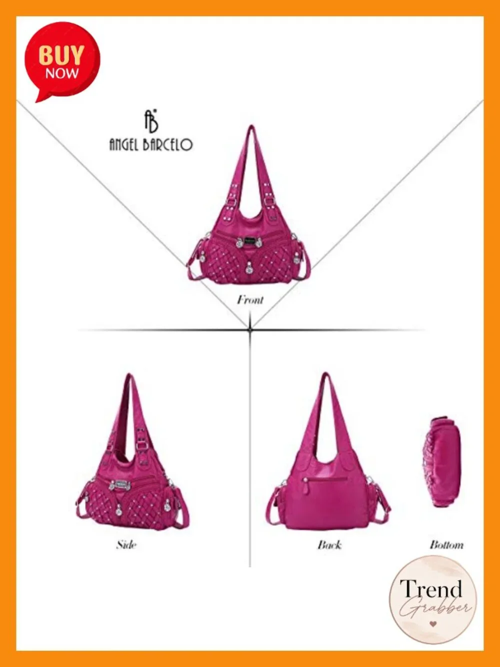 Large Hobo Shoulder Bag Faux Leather PU Leather Anti-Scratch